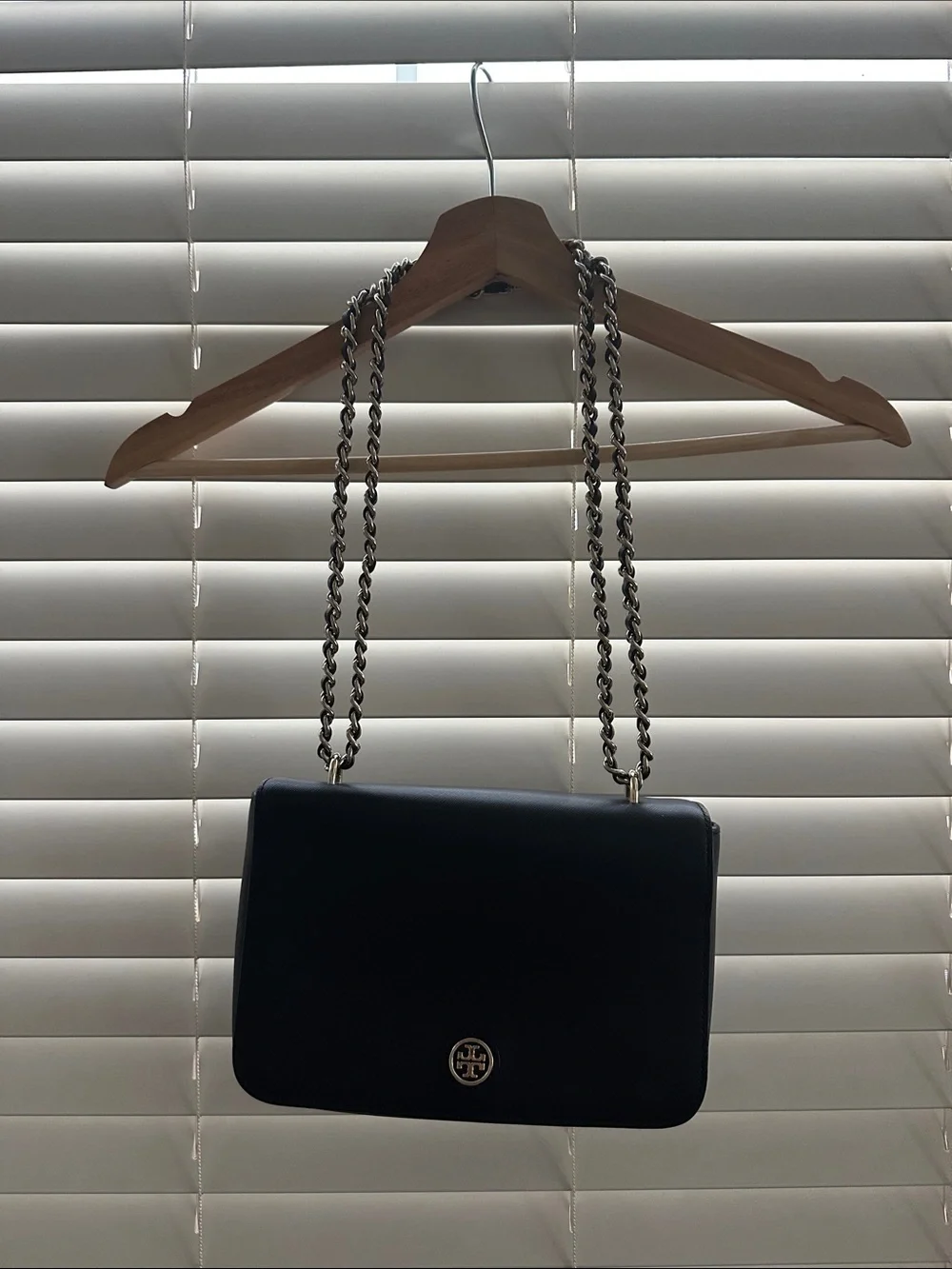 Tory Burch Black Leather Crossbody with Gold-Tone Logo
